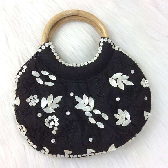 Coldwater Creek Handbags - Coldwater Creek / Black Mother of Pearl Beads Wood